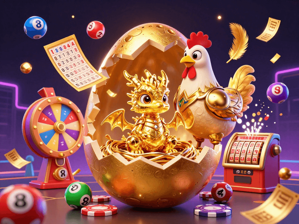 Win big at gamenongtraivuive with a vibrant scene of lottery excitement and golden mascot