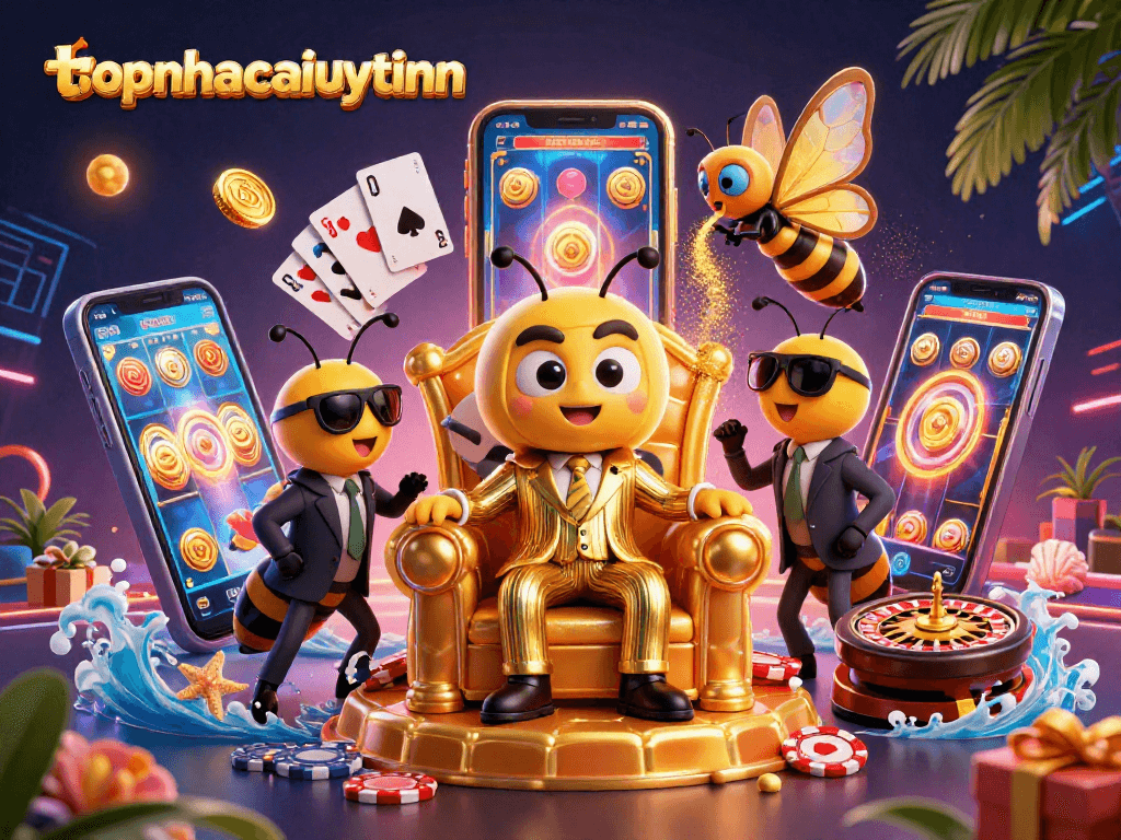 Engage with topnhacaiuytinn's vibrant casino scene featuring a bumblebee mob boss and gambling action.