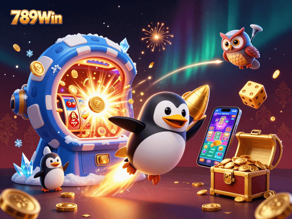 Experience the thrill of 789Win's cosmic casino adventure with golden coins and jackpot excitement.
