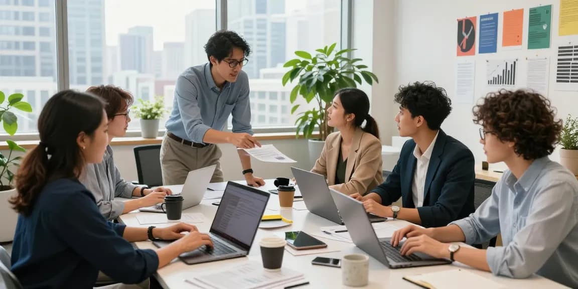 The best payment gateway for business startup enhances team collaboration in a vibrant office scene.