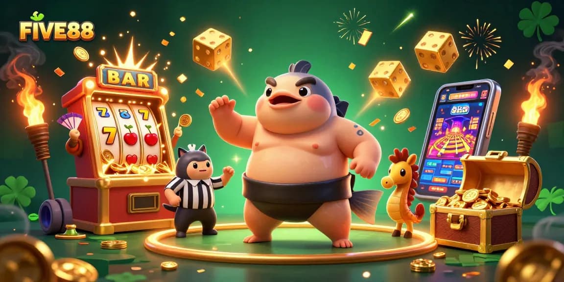 Join the fun at FIVE88 with exciting underwater casino adventures featuring a lively blowfish and thrilling games.