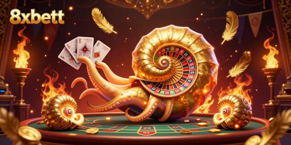 Experience exhilarating gameplay at 8xbett with a vibrant casino scene of a giant nautilus and glowing companions.