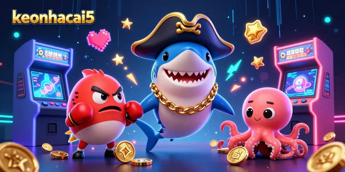 Join the action with keonhacai5's lively casino scene featuring exciting characters and gaming elements.