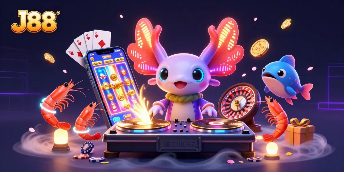 Experience thrilling gameplay at J88 with vibrant slot games and lively underwater characters.
