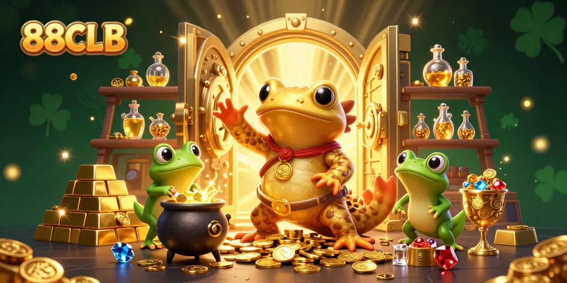 Experience the excitement of 88CLB with an alchemist turning metals into treasures amidst whimsical gambling elements.