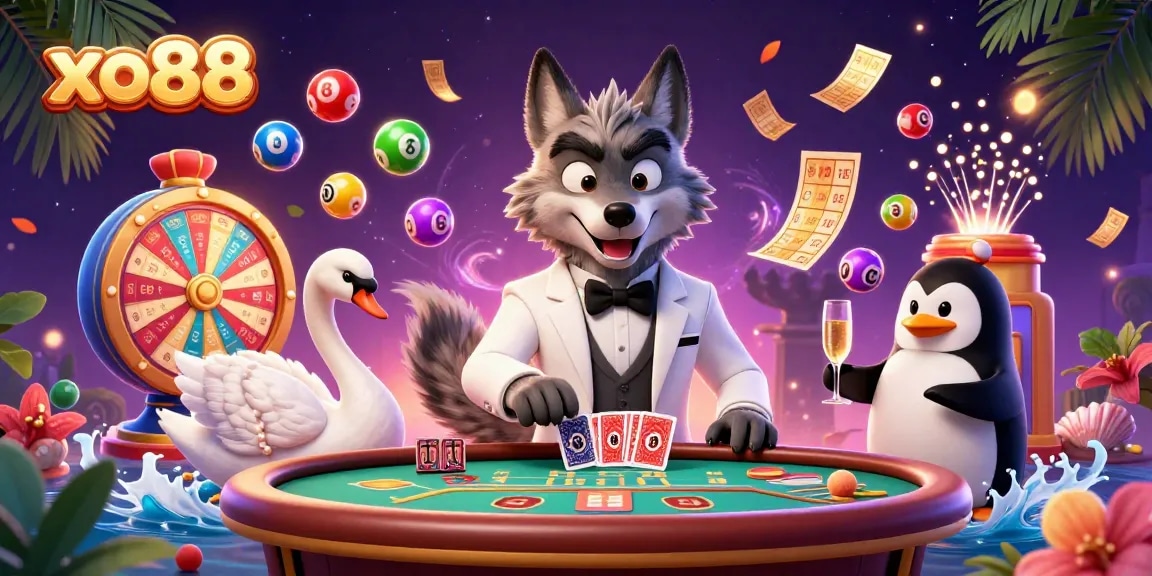 Experience the excitement of gambling at xo88 with a stunning 3D illustration of casino characters