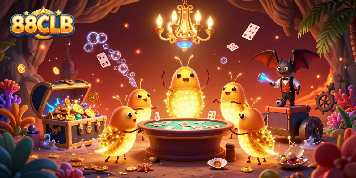 Experience thrilling moments with 88CLB at a vibrant casino lit by glowworms.