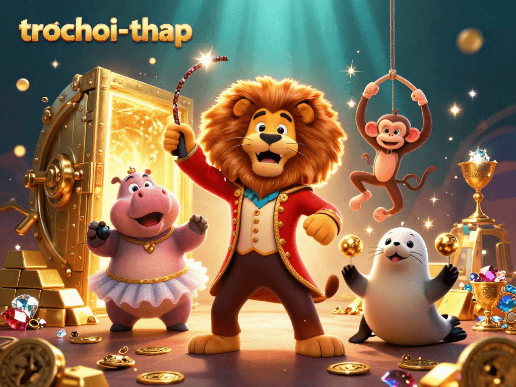 Experience trochoi-thap gameplay excitement with thrilling 3D characters and vibrant treasures!