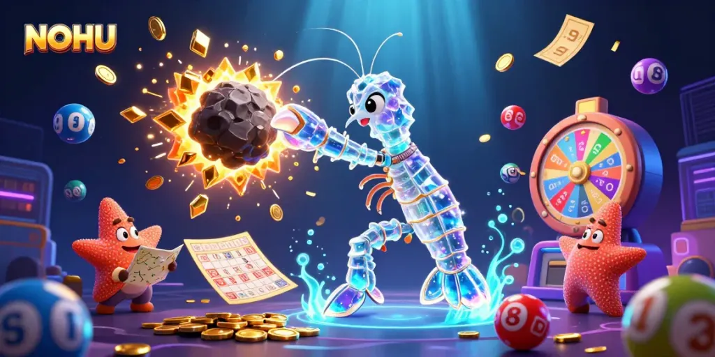 Experience exhilarating NOHU gameplay with vibrant lottery elements and animated starfish.