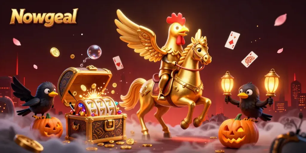 Experience thrilling casino adventures with Nowgoal and dynamic game elements amidst vibrant illustrations.