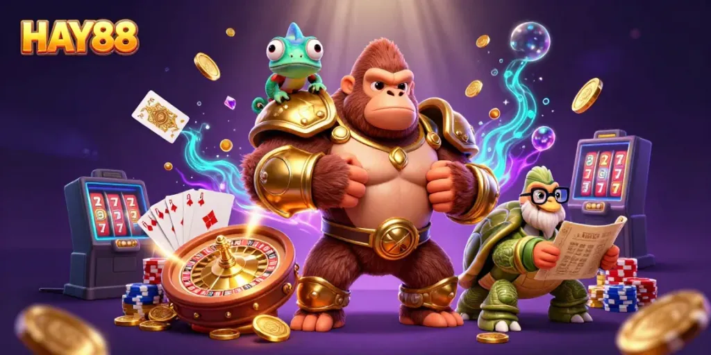 Experience thrilling casino action with HAY88 in a vibrant scene of gambling excitement.