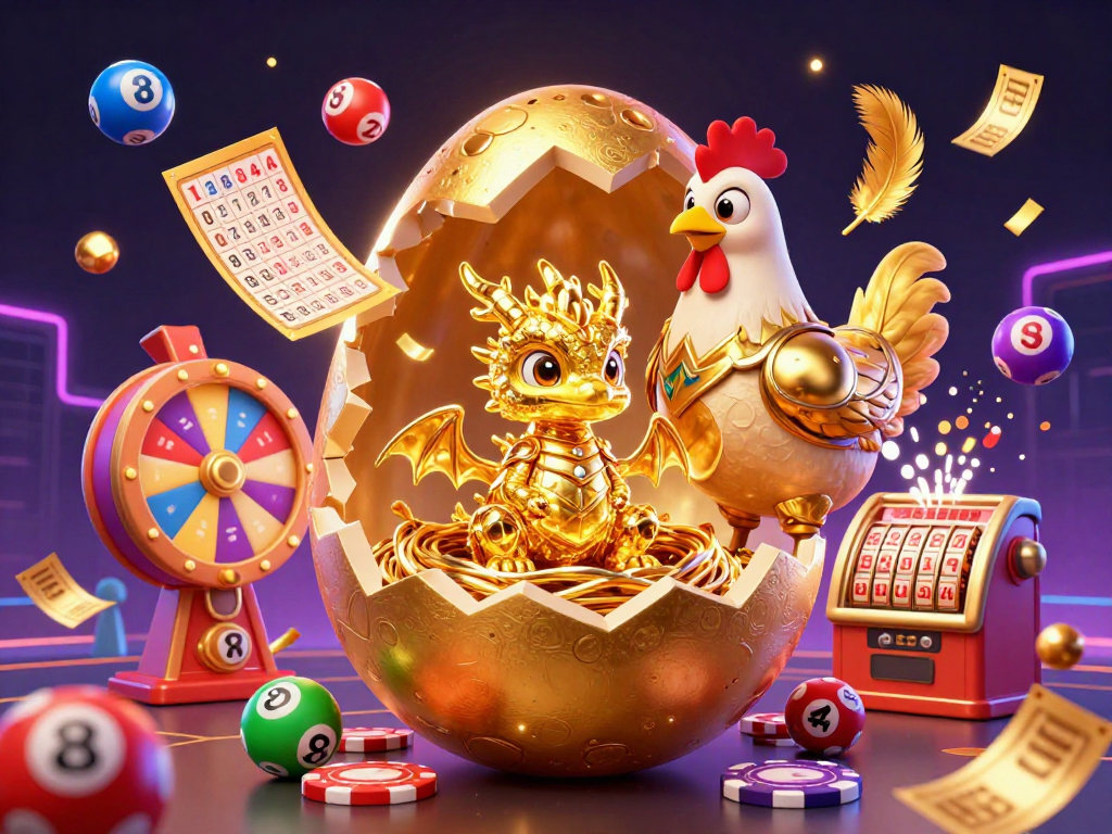 Win big at gamenongtraivuive with a vibrant scene of lottery excitement and golden mascot