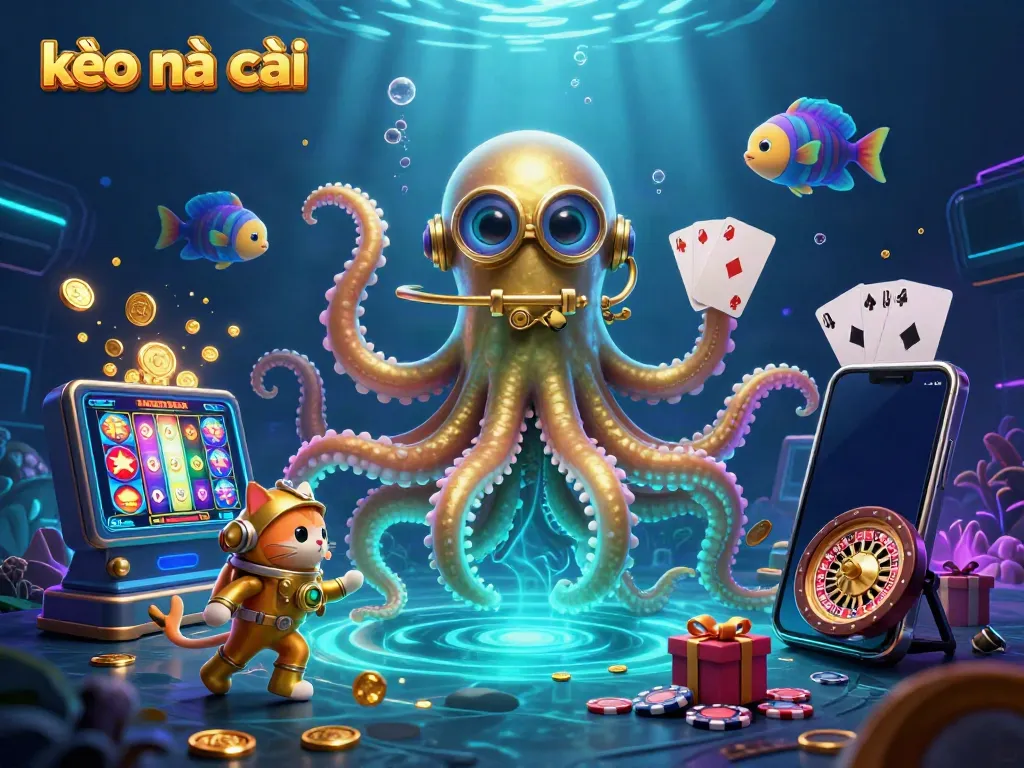 Experience thrilling betting with kèo nhà cái as a kraken and diving cat lead the adventure under the sea.