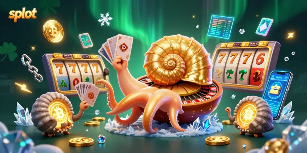 Spin the slot reels and win big with exciting visuals of slots, coins, and a glowing nautilus!