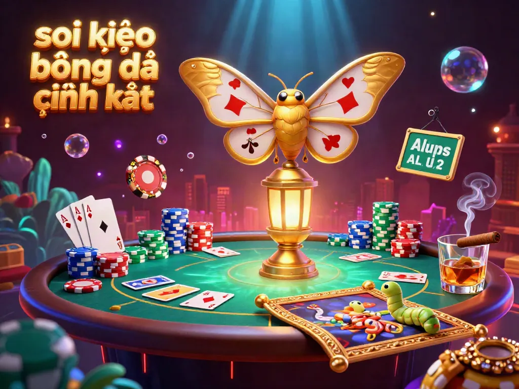 Experience the thrill of soi kèo bóng đá chính xác with this vivid 3D sports betting scene featuring a golden atlas moth.