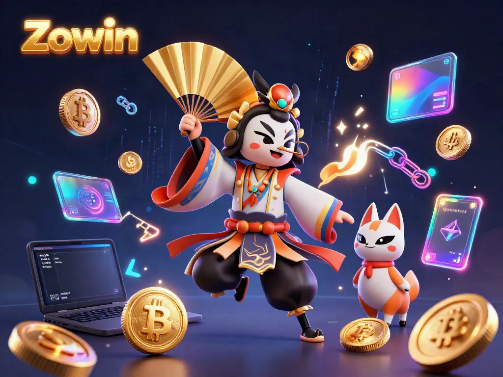 Engage in thrilling gameplay with Zowin's vibrant online casino atmosphere featuring unique characters and crypto elements.