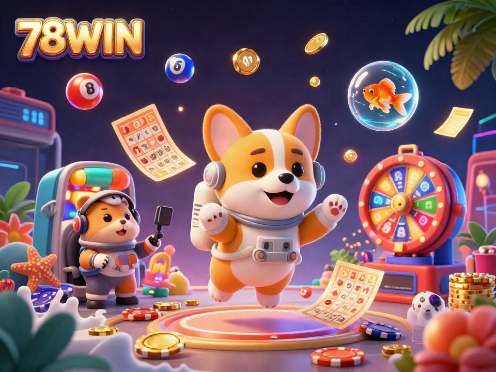 Experience the excitement of 78WIN with drifting poker chips and golden coins in an engaging casino scene.
