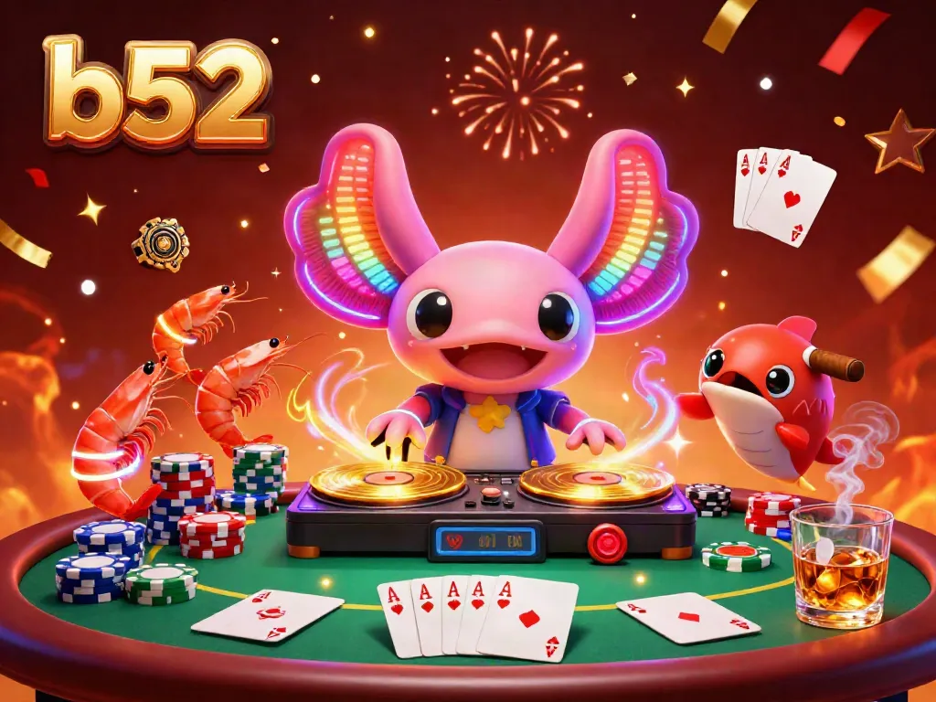 Experience high-stakes excitement with b52-themed 3D casino scene showcasing vibrant characters and dynamic gaming elements.