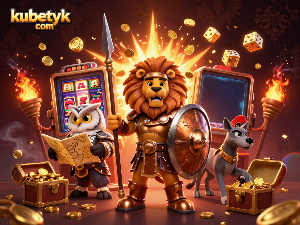 Spin to win big at kubetyk com with a vibrant casino scene featuring thrilling games and characters.