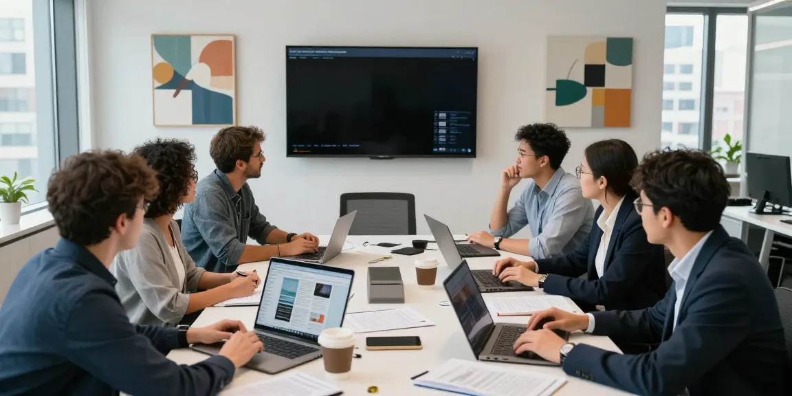Journalists collaborating in a modern news media office, showcasing elligilgal.com content creation.