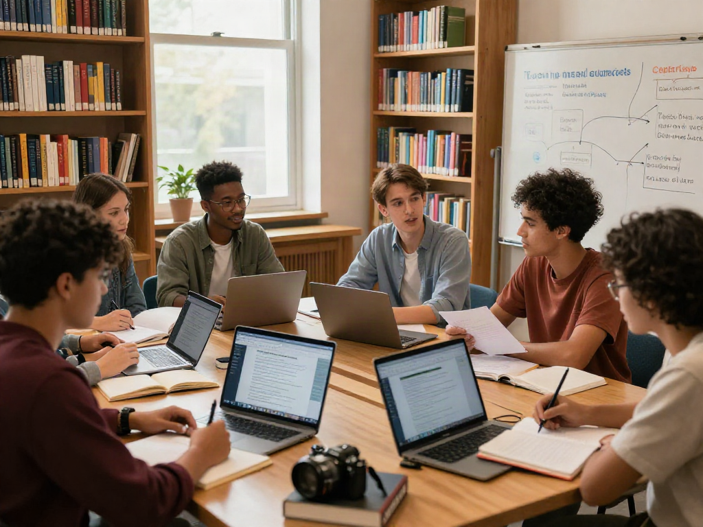 HBO Diploma kopen tijdens studiebijeenkomst in een gezellige bibliotheek.