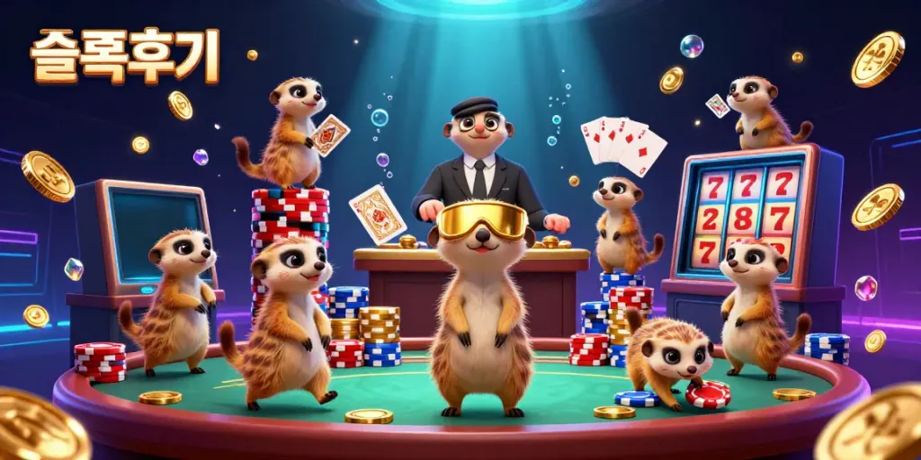 Experience slot reviews in action as meerkats engage in lively casino operations amid golden coins and dynamic gameplay.