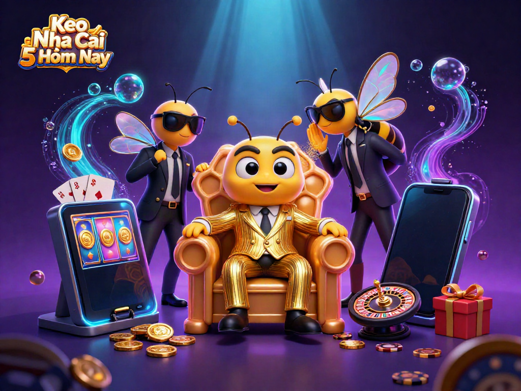 Experience thrilling gameplay on Keo Nha Cai 5 Hôm Nay with a vibrant 3D illustration of a mob boss and his entourage.