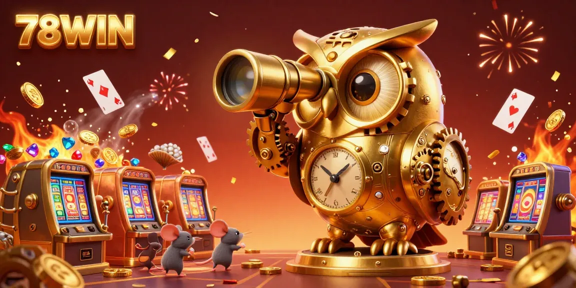 Experience the thrilling casino atmosphere with 78WIN's charming cartoon owl overseeing the excitement.