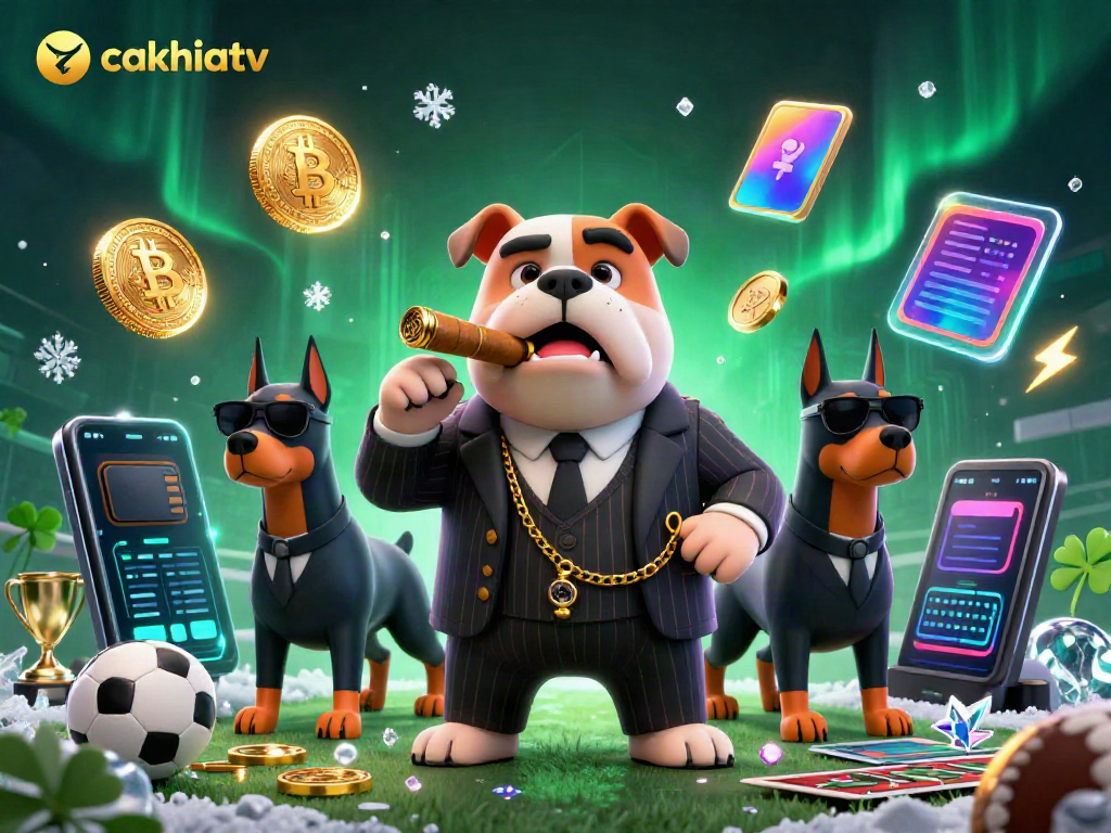 Experience exhilarating sports betting with cakhiatv's dynamic illustration showcasing animated characters and vibrant game elements.