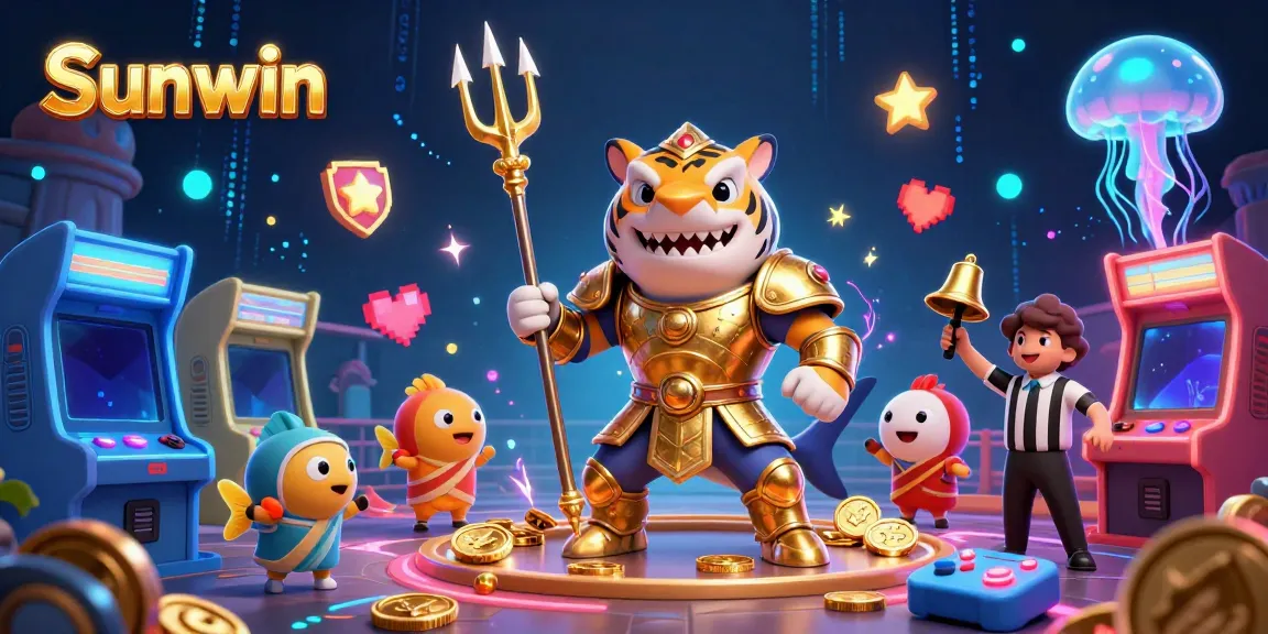 Experience thrilling gameplay with Sunwin's vibrant underwater casino scene featuring a gladiator shark in action.