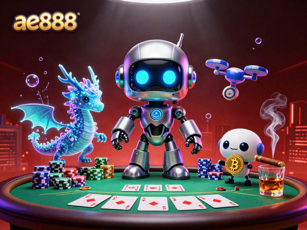 Experience the thrilling atmosphere of ae888 with vibrant casino elements and characters in action.