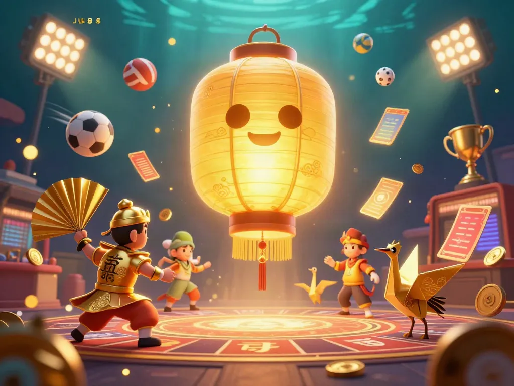 Engage with excitement at JUN88's dynamic night market casino scene, featuring golden lantern spirits and sports elements.