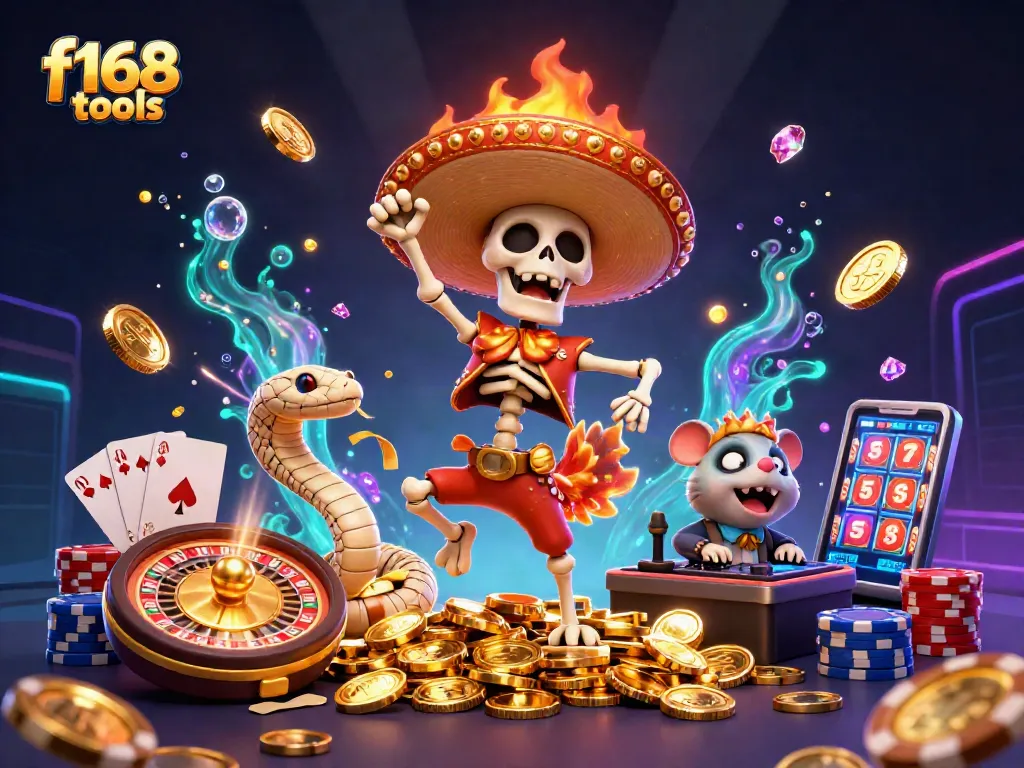 Experience the excitement of f168 tools with a dynamic casino scene featuring a mariachi rooster winning big.
