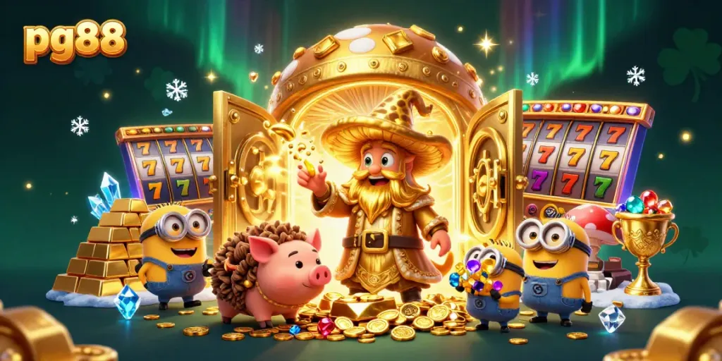 Spin the pg88 slots for gold and jewels with a magical mushroom wizard and treasure.