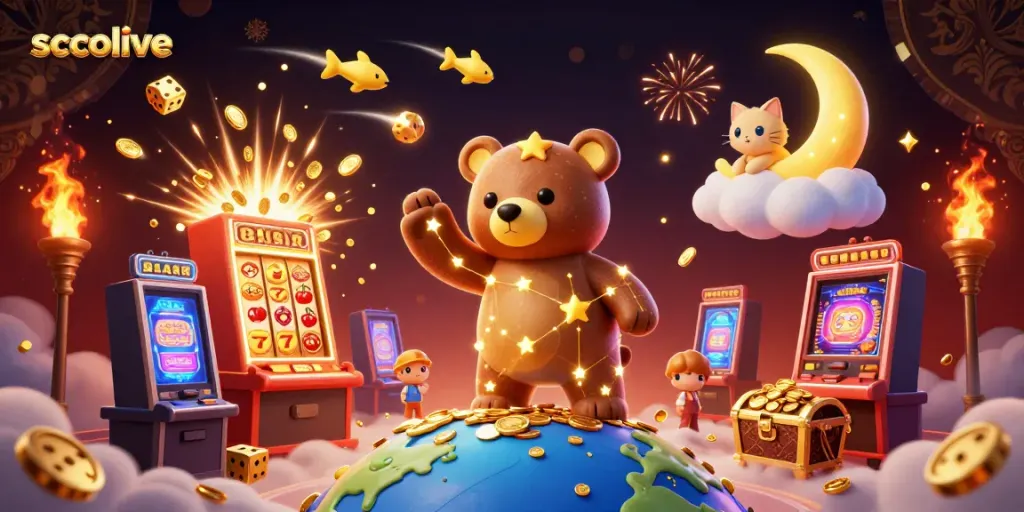 Socolive brings the thrill of jackpot excitement in a dynamic fantasy scene with a constellation bear.