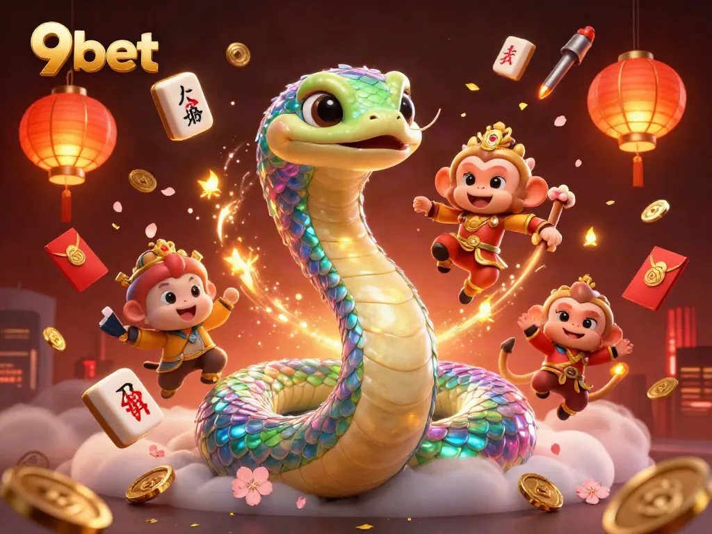 Engage with the vibrant world of 9bet featuring colorful characters in a jubilant casino scene full of gaming elements.