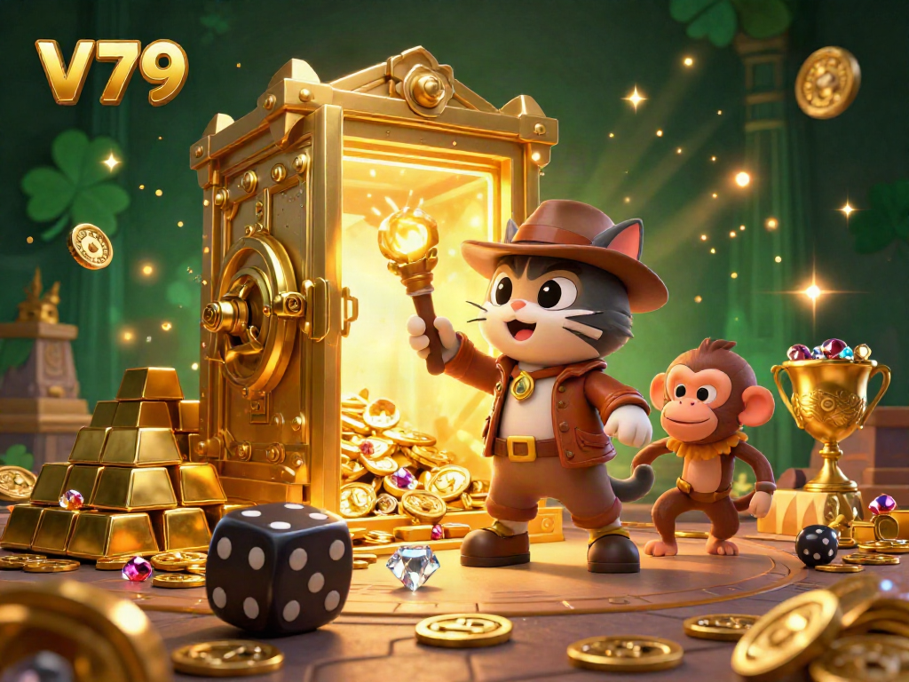 Engage with V79's dynamic casino scene filled with riches and adventurous characters.