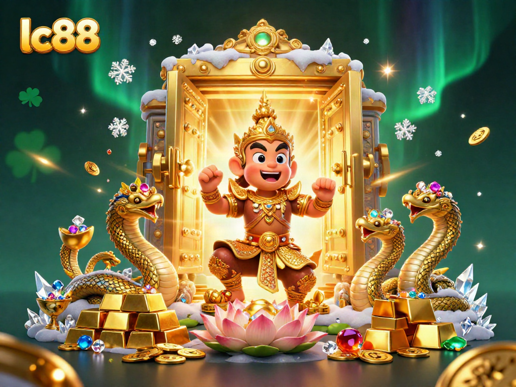 Experience exciting wins with lc88 in this vibrant, festive online casino scene featuring treasure and fun elements.