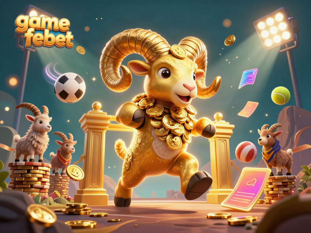 Engage in thrilling game febet with a golden ram champion at a vibrant casino scene